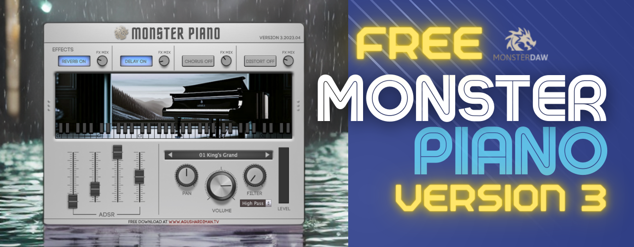 Para llevar Ambiente Escarpa MONSTER Piano v3, Great FREE Acoustic Piano VST with Multi Character -  AgusHardiman.TV