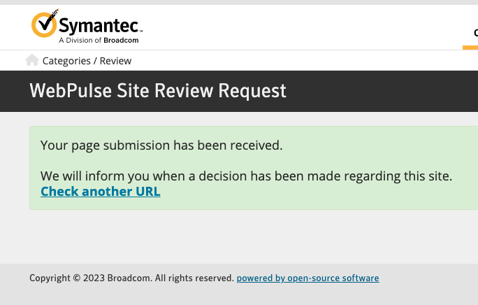 Submit Report to Symantec for correcting their detection of my site