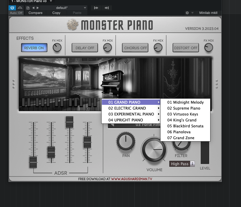 MONSTER Piano v3 (WINDOWS VST2 64 bit) – 3.2 MB (Google Drive) 