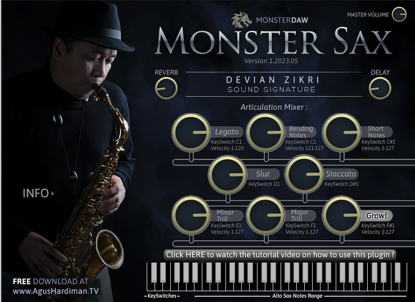 Wwwxxxsaxvideo - MONSTER Sax v1 Devian Zikri, The Ultimate FREE Saxophone VST with Multi  Articulations - AgusHardiman.TV